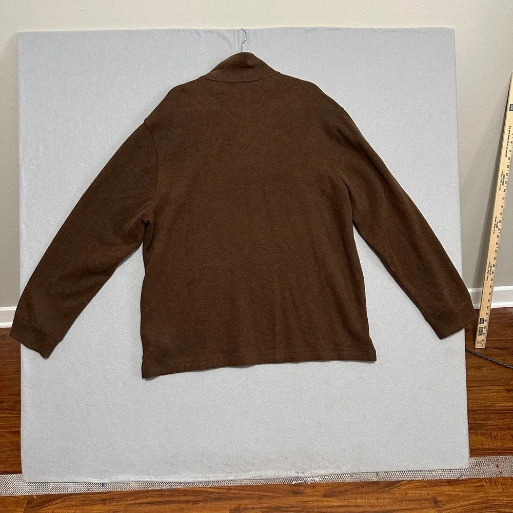 Polo Ralph Lauren‎ Mens XXL Estate Rib Quarter Zip Pullover Brown Pony Logo